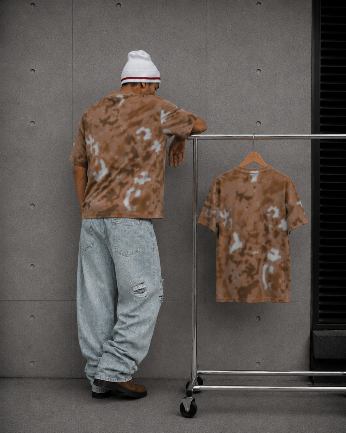 Velzeen Sick brown drop shoulder T-shirt with statement graphic print