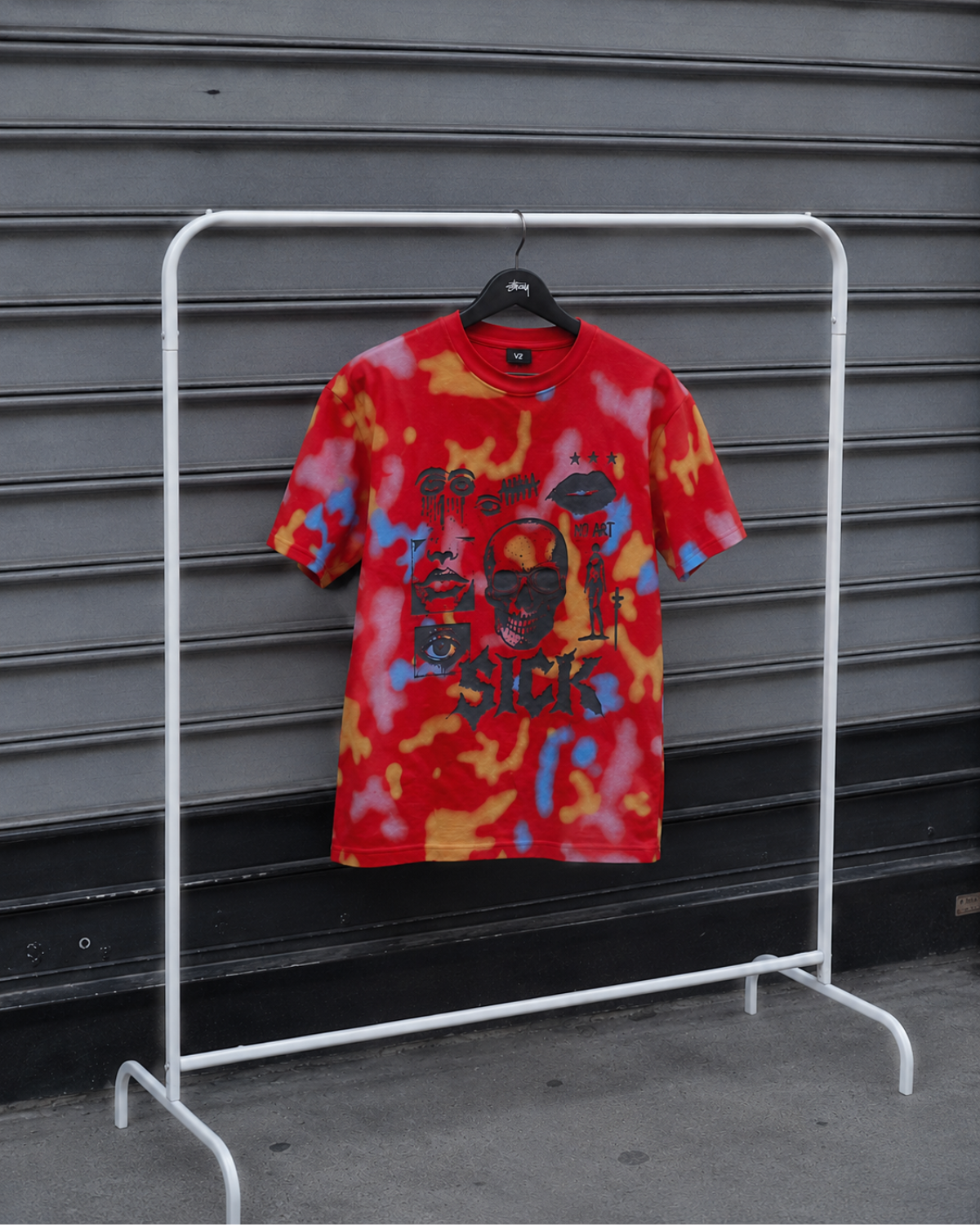 Velzeen Sick red drop shoulder T-shirt with statement graphic print