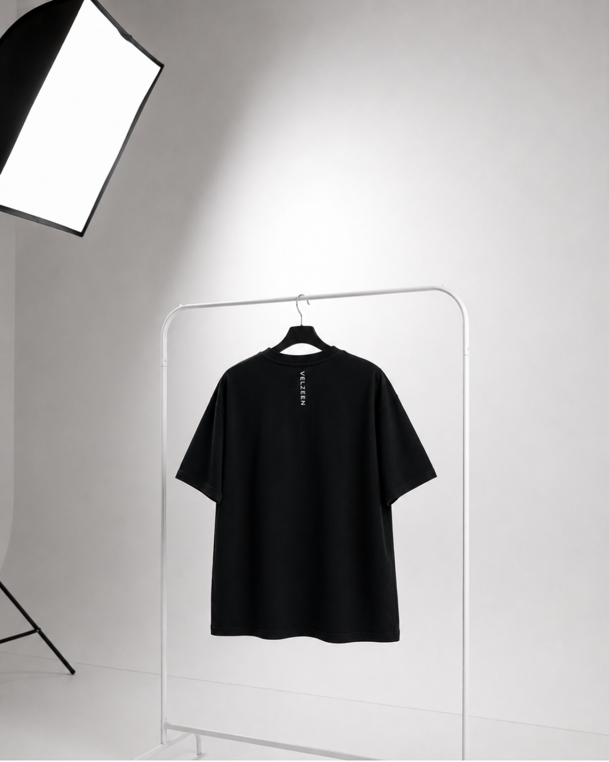 Velzeen Silence black drop shoulder T-shirt with statement artwork